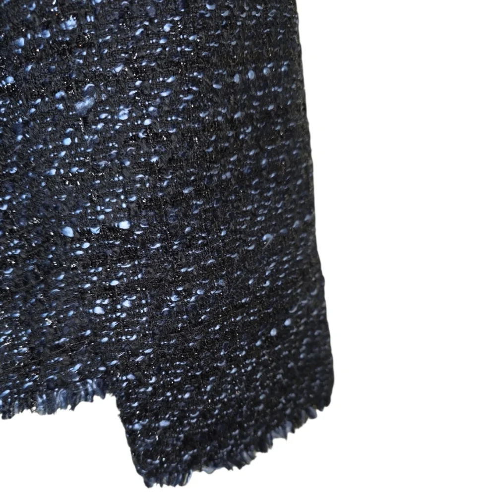 TALBOTS Vienna Black/Blue Metallic Tweed Fringe‎ Jacket - Size 12